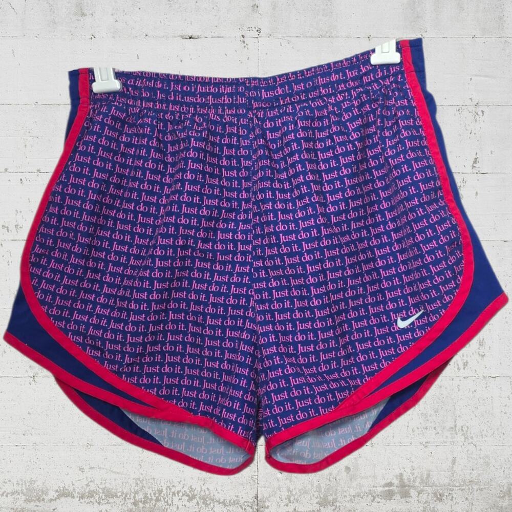 Nike Women's Tempo Dri-FIT Running Shorts Blue Pink Geometric Size M
